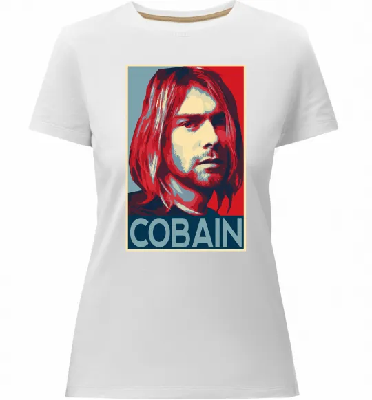 Женская премиум футболка Курт Кобейн фото Белый фото
