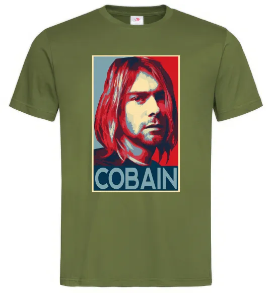 Чоловіча футболка Курт Кобейн фото Оливковий фото