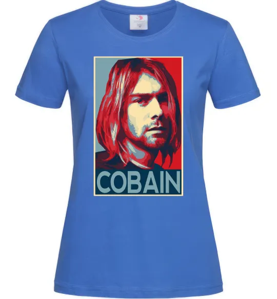 Женская футболка Курт Кобейн фото Ярко-синий фото