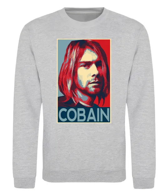 Свитшот Курт Кобейн фото Серый меланж фото