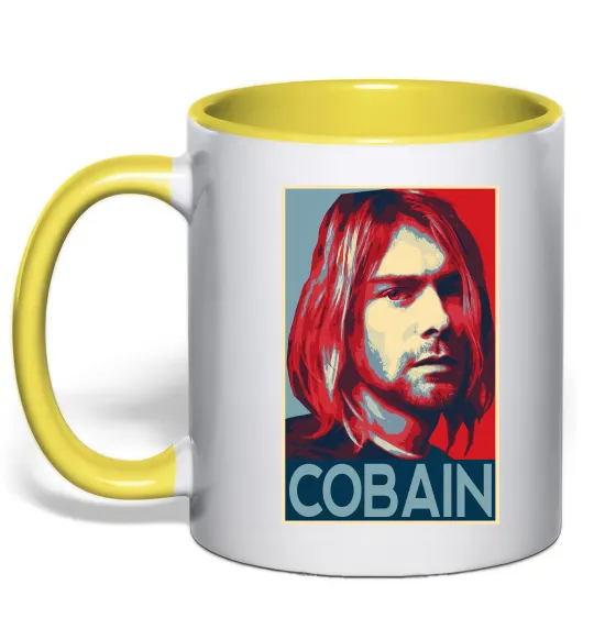 Чашка з кольоровою ручкою Курт Кобейн фото Лимонний фото
