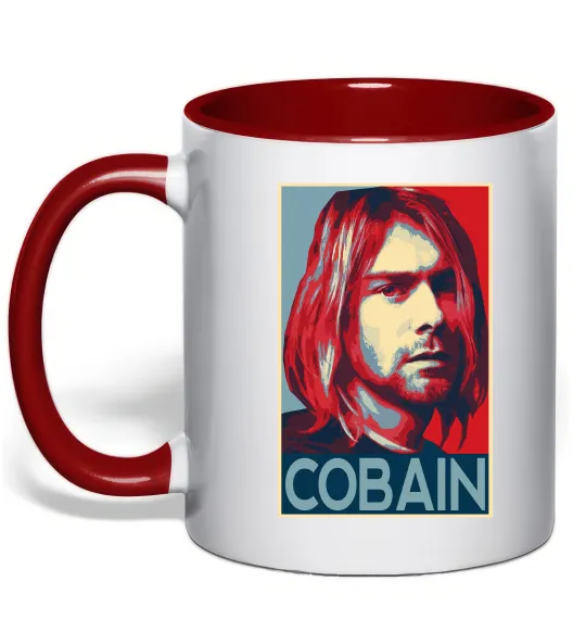 Чашка с цветной ручкой Курт Кобейн фото Красный фото