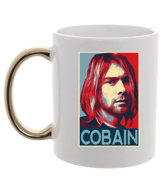 Чашка с цветной ручкой Курт Кобейн фото Золото фото