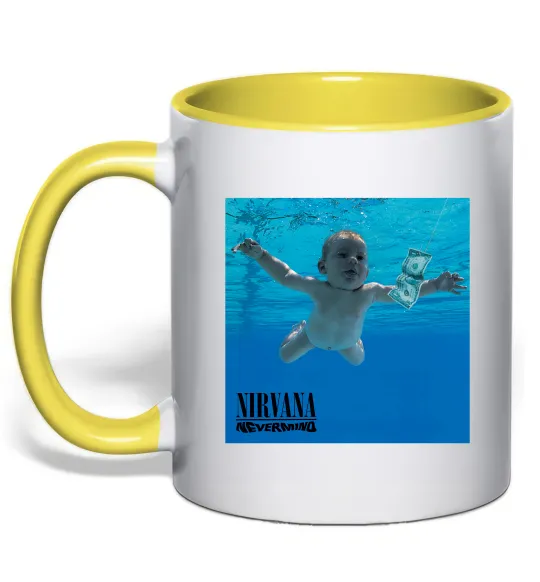 Чашка з кольоровою ручкою Nirvana Nevermind Лимонний фото