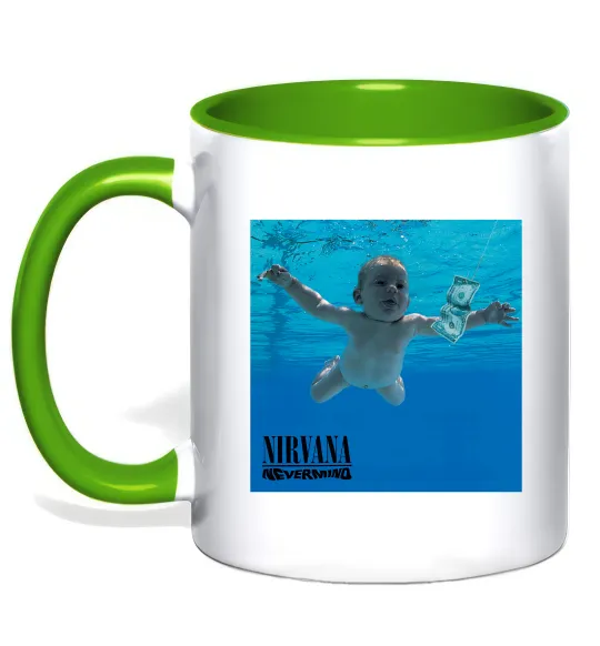 Чашка з кольоровою ручкою Nirvana Nevermind Лаймовий фото