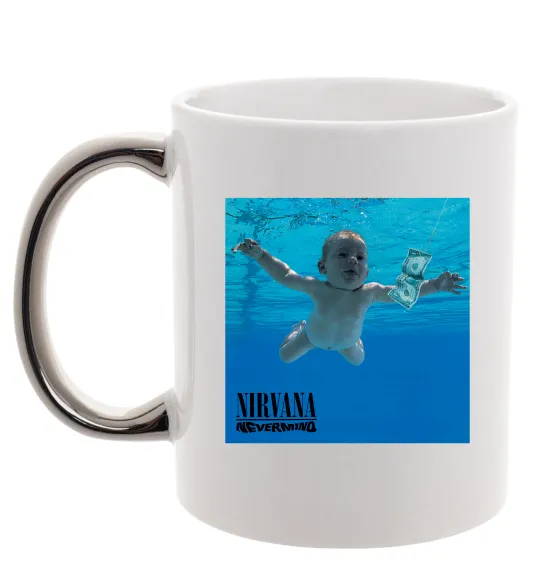 Чашка з кольоровою ручкою Nirvana Nevermind Срібло фото