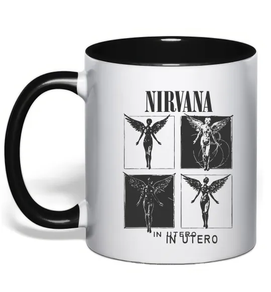 Чашка з кольоровою ручкою Nirvana in utero Чорний фото