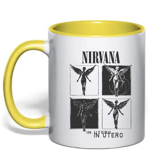 Чашка з кольоровою ручкою Nirvana in utero Лимонний фото