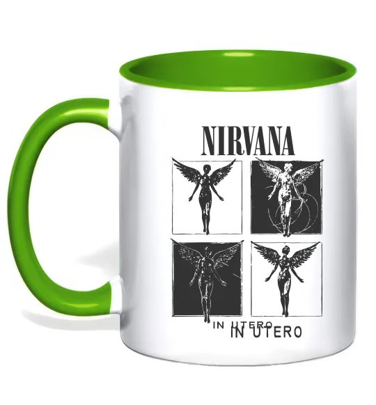 Чашка з кольоровою ручкою Nirvana in utero Зелений фото