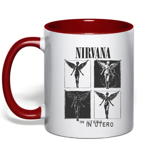Чашка з кольоровою ручкою Nirvana in utero Червоний фото