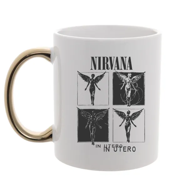 Чашка з кольоровою ручкою Nirvana in utero Золото фото