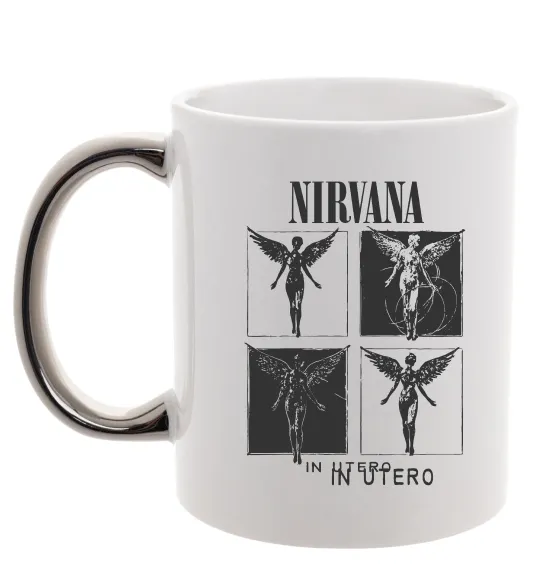 Чашка з кольоровою ручкою Nirvana in utero Срібло фото