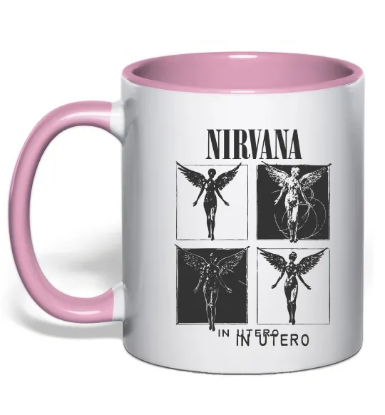 Чашка з кольоровою ручкою Nirvana in utero Ніжно рожевий фото