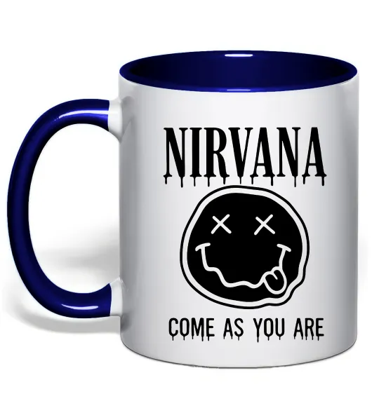 Чашка з кольоровою ручкою Nirvana come as you are Глибокий темно-синій фото