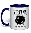 Чашка з кольоровою ручкою Nirvana come as you are Глибокий темно-синій фото
