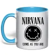 Чашка з кольоровою ручкою Nirvana come as you are Блакитний фото