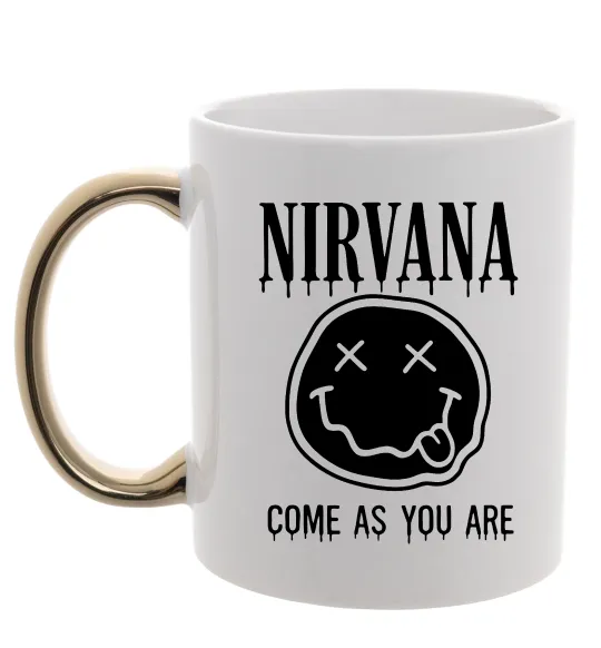 Чашка з кольоровою ручкою Nirvana come as you are Золото фото