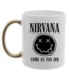 Чашка з кольоровою ручкою Nirvana come as you are Золото фото