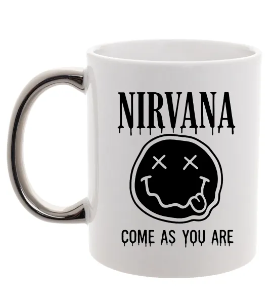 Чашка з кольоровою ручкою Nirvana come as you are Срібло фото
