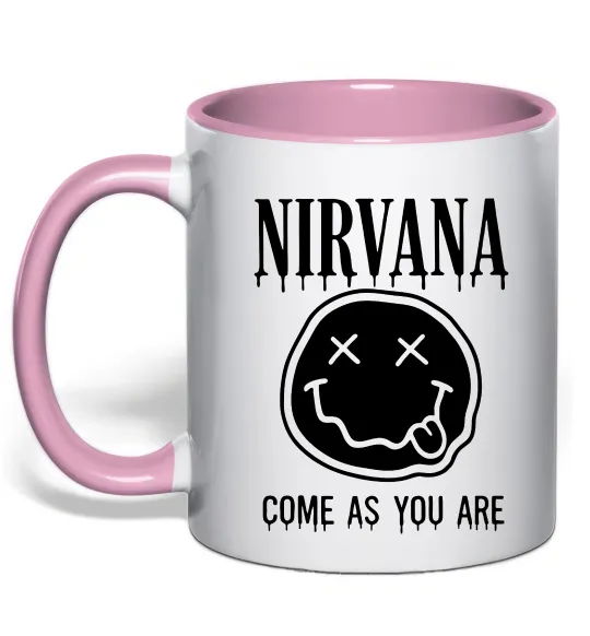Чашка з кольоровою ручкою Nirvana come as you are Ніжно рожевий фото