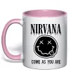 Чашка з кольоровою ручкою Nirvana come as you are Ніжно рожевий фото