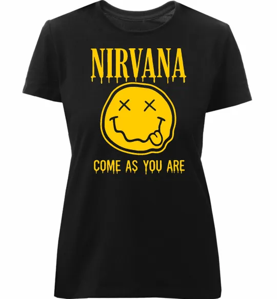 Жіноча преміум футболка Nirvana come as you are Чорний фото