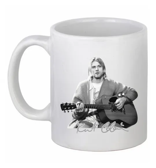 Чашка керамическая Курт Кобейн з гітарою Белый фото