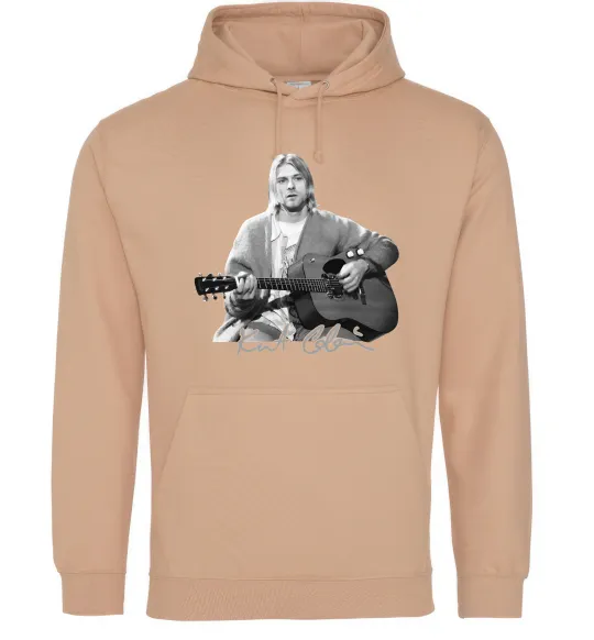 Мужская толстовка (худи) Курт Кобейн з гітарою Песочный фото