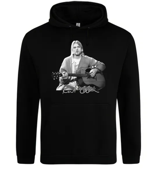Женская толстовка (худи) Курт Кобейн з гітарою Черный фото