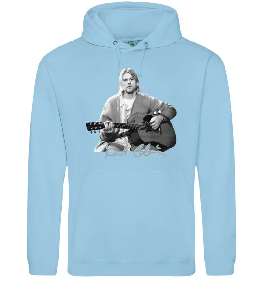 Жіноча толстовка (худі) Курт Кобейн з гітарою Блакитний фото