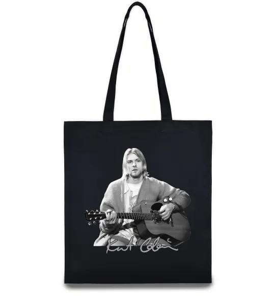 Еко-сумка Курт Кобейн з гітарою Чорний фото