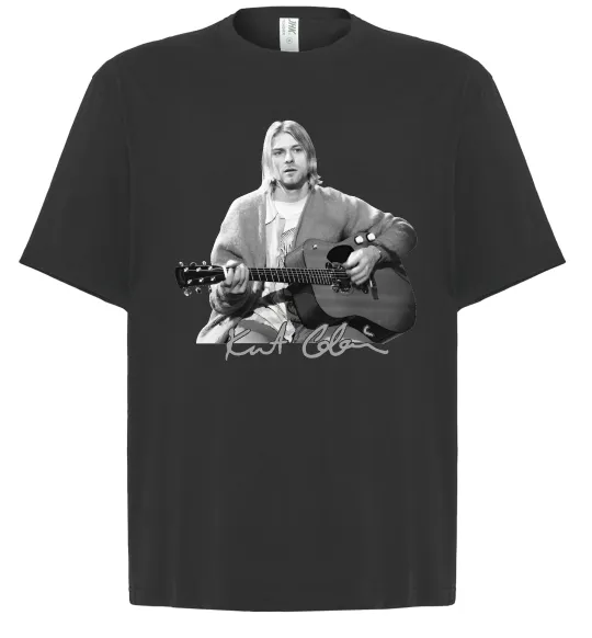 Футболка Оверсайз Курт Кобейн з гітарою Черный фото