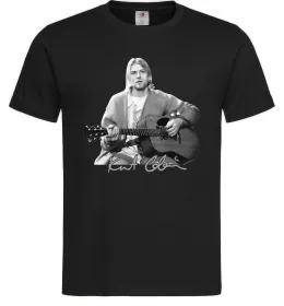 Чоловіча футболка Курт Кобейн з гітарою Чорний фото