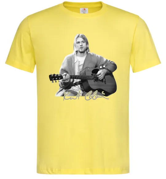 Чоловіча футболка Курт Кобейн з гітарою Лимонний фото