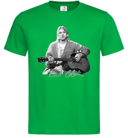 Чоловіча футболка Курт Кобейн з гітарою Зелений фото