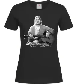 Женская футболка Курт Кобейн з гітарою Черный фото