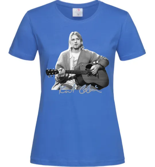 Женская футболка Курт Кобейн з гітарою Ярко-синий фото