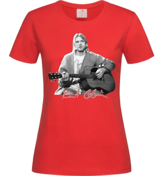 Женская футболка Курт Кобейн з гітарою Красный фото