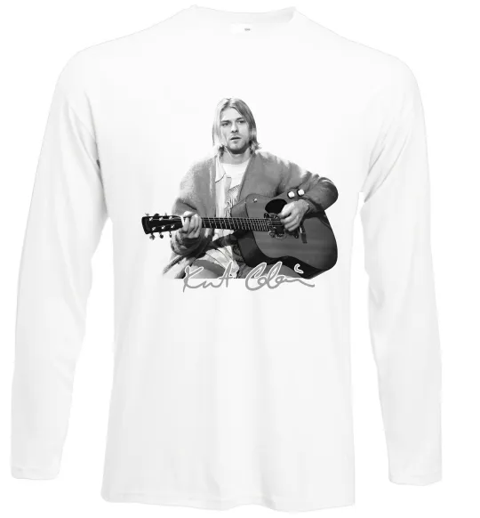 Лонгслів Курт Кобейн з гітарою Білий фото