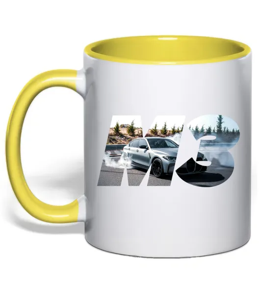 Чашка з кольоровою ручкою BMW M3 drift Сонячно жовтий фото