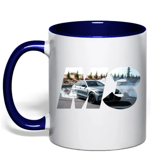 Чашка з кольоровою ручкою BMW M3 drift Глибокий темно-синій фото