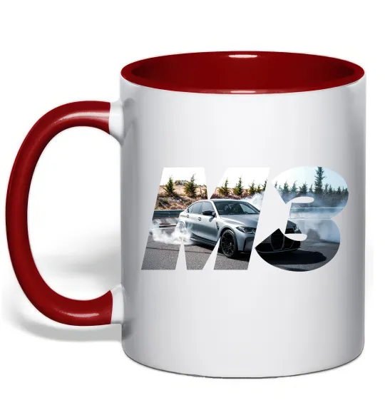 Чашка з кольоровою ручкою BMW M3 drift Червоний фото