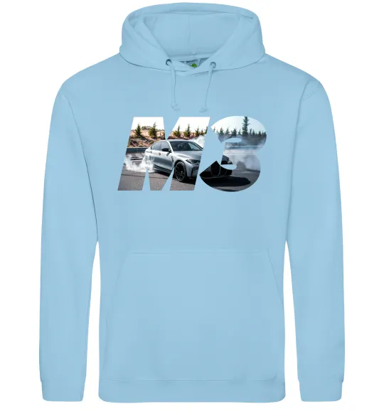 Мужская толстовка (худи) BMW M3 drift Голубой фото