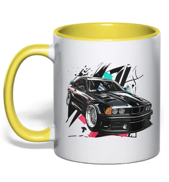 Чашка з кольоровою ручкою BMW art Сонячно жовтий фото