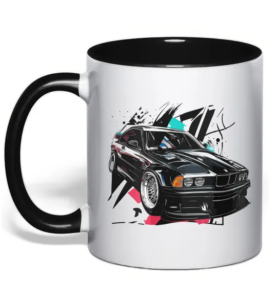 Чашка з кольоровою ручкою BMW art Чорний фото