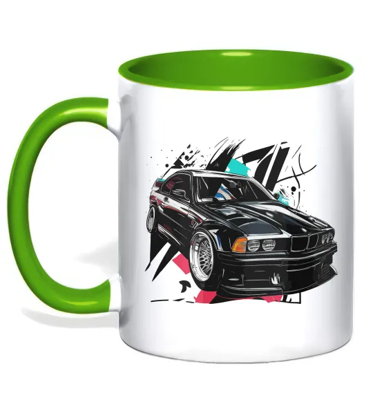 Чашка с цветной ручкой BMW art Лаймовый фото