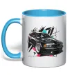 Чашка з кольоровою ручкою BMW art Блакитний Чашка з кольоровою ручкою BMW art Блакитний фото