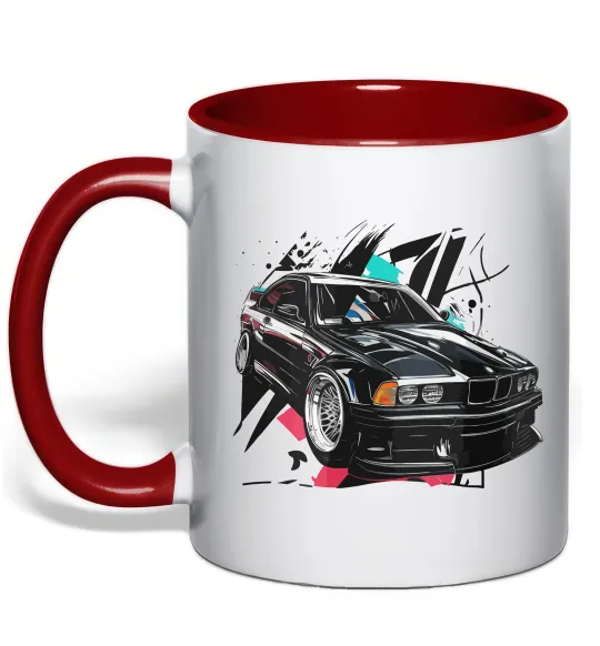 Чашка з кольоровою ручкою BMW art Червоний фото