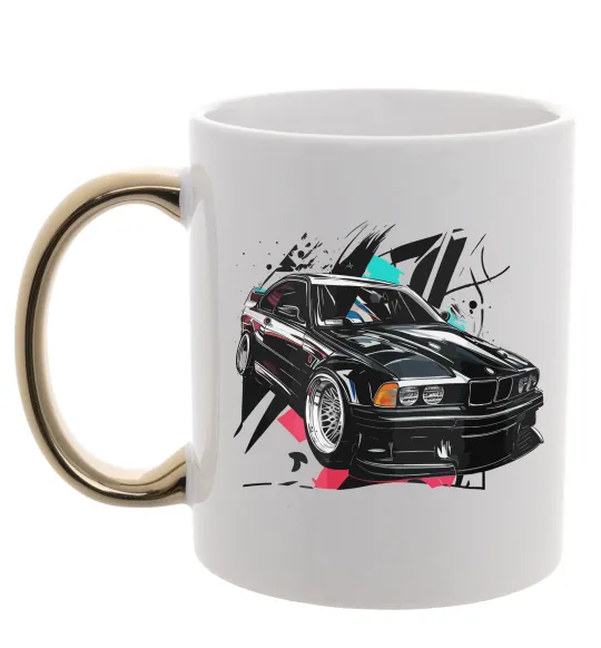 Чашка з кольоровою ручкою BMW art Золото фото