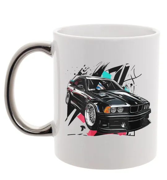 Чашка з кольоровою ручкою BMW art Срібло фото